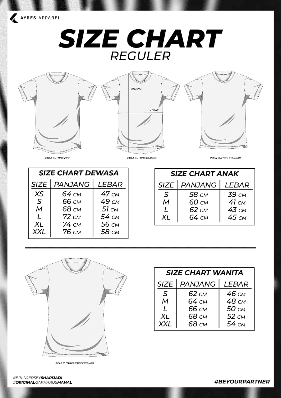 Size Chart Reguler